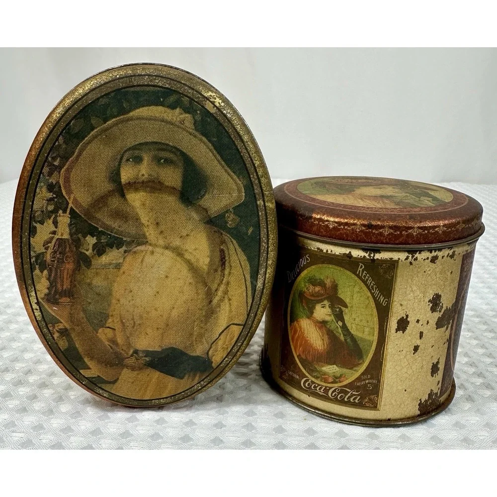 Vintage Coca-Cola Round & Oval Tin Set 4